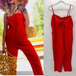 Anthropologie Saturday Sunday Cotton Gauze Isabel Tie-Front Jumpsuit Size XL